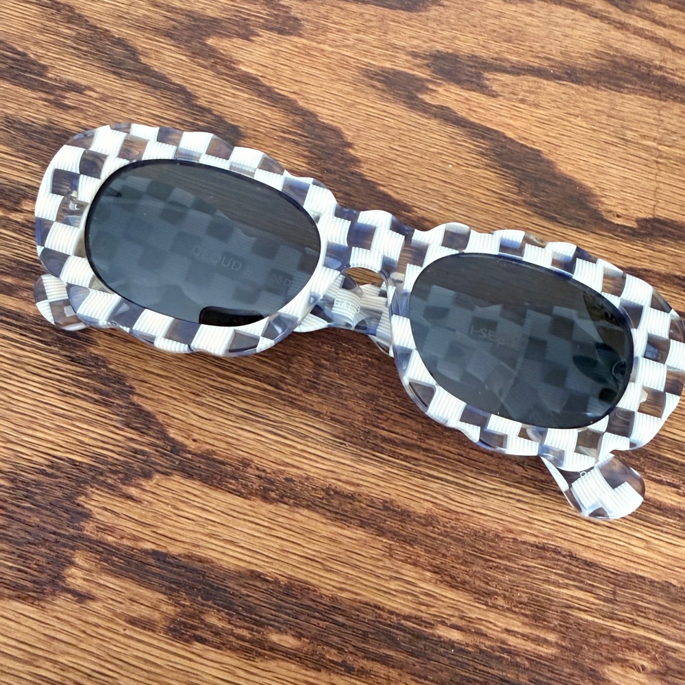 I-SEA Cloud 9 Sunglasses Women Polarized Checkered Wavy Scalloped Retro Shade